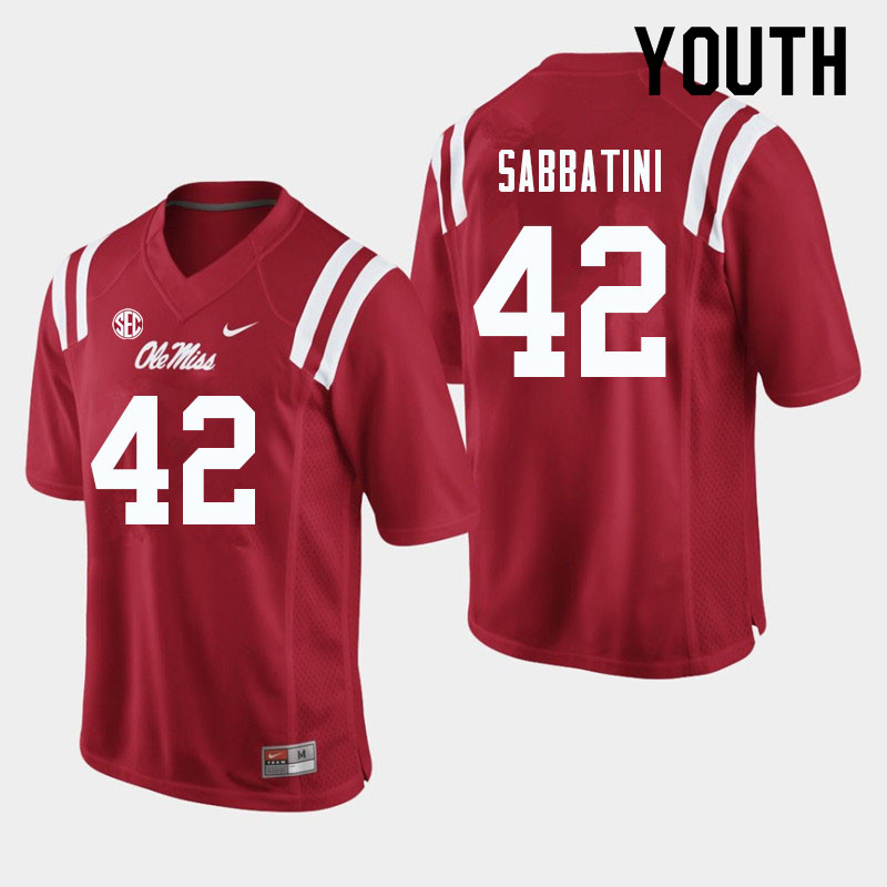 Youth #42 Elijah Sabbatini Ole Miss Rebels College Football Jerseys Sale-Red - Click Image to Close